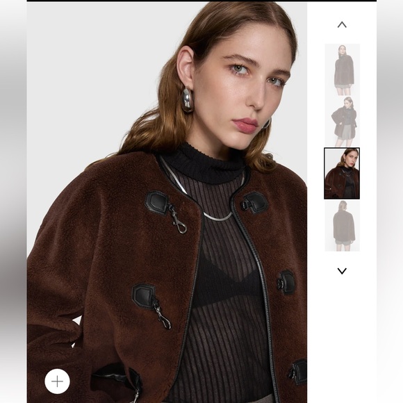 NWT Rebecca Minkoff Brown Shearling Toggle Jacket Size XL - Picture 3 of 5